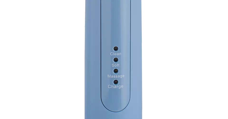 SEYSSO Color Blue Sky Basic Sonic Toothbrush control panel displaying modes and charging options.