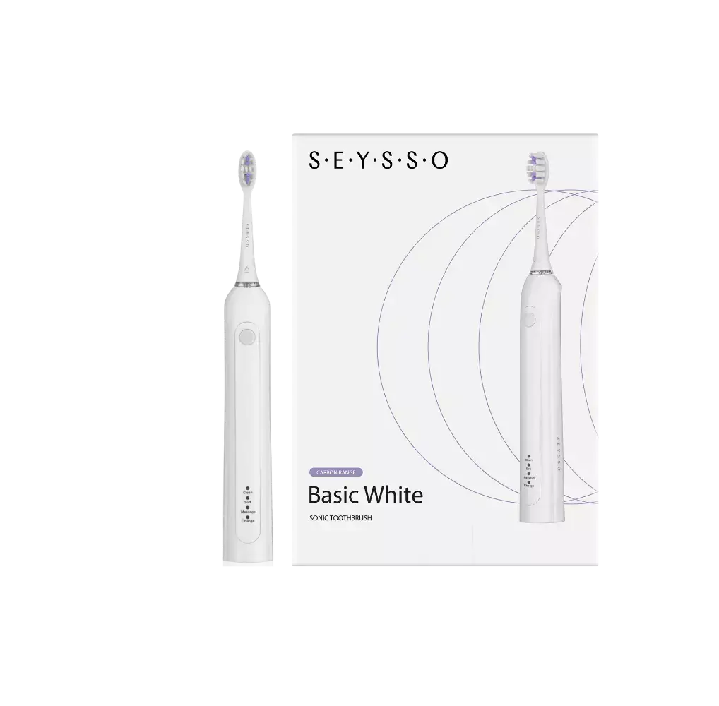 SEYSSO Carbon Basic White Sonic Toothbrush with packaging
