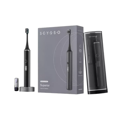SEYSSO Hypertech Superior Sonic Toothbrush and packaging showcasing advanced oral care technology.