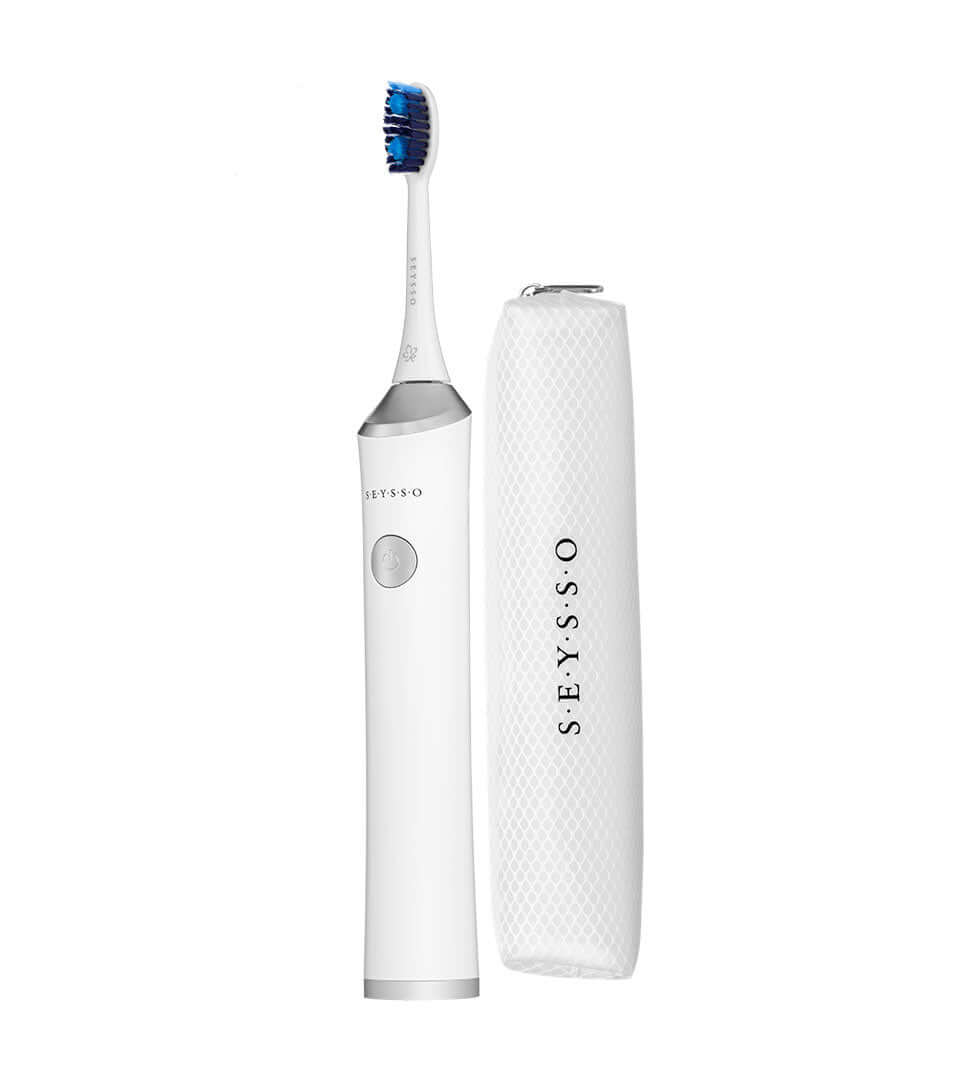 SEYSSO Oxygen O-Sonic Sonic Toothbrush with travel case, sleek design, and powerful sonic cleaning capabilities.