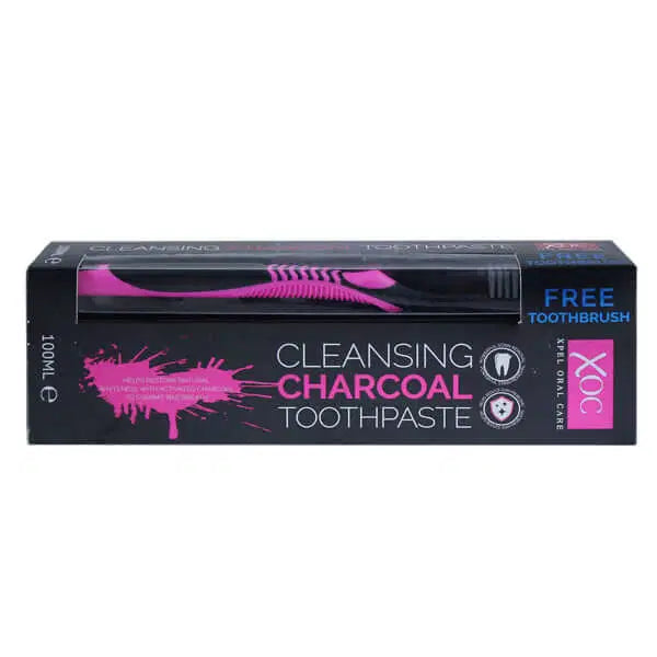 XOC Charcoal Toothpaste 100ml &  Free Toothbrush