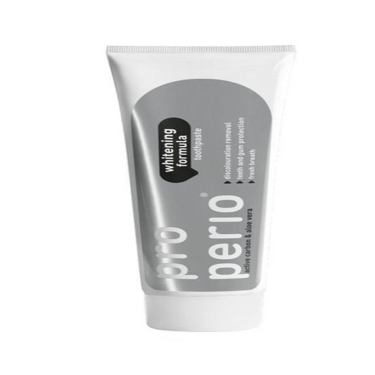 Pro-Perio whitening toothpaste tube on a white background