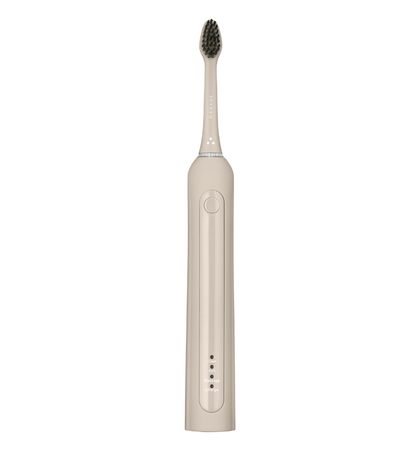 SEYSSO Color Stone Beige Basic Sonic Toothbrush side view showcasing its elegant design and sonic cleaning features.