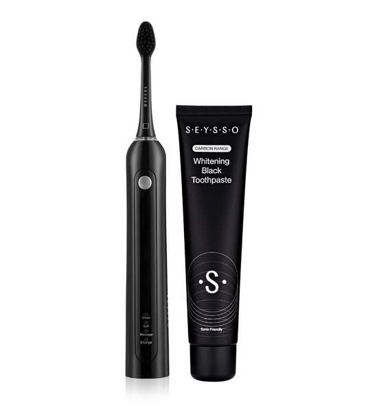 SEYSSO Carbon Basic Black Sonic Toothbrush + SEYSSO Carbon Whitening Toothpaste Set