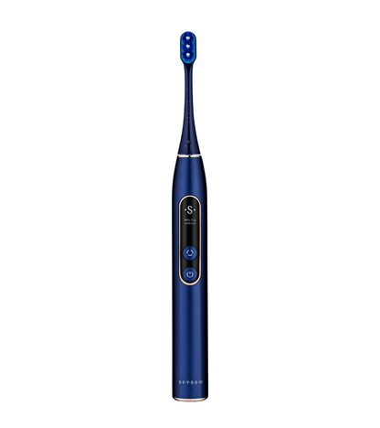 SEYSSO Hypertech Infinity Sonic Toothbrush in sleek blue design with intelligent features for superior oral care.
