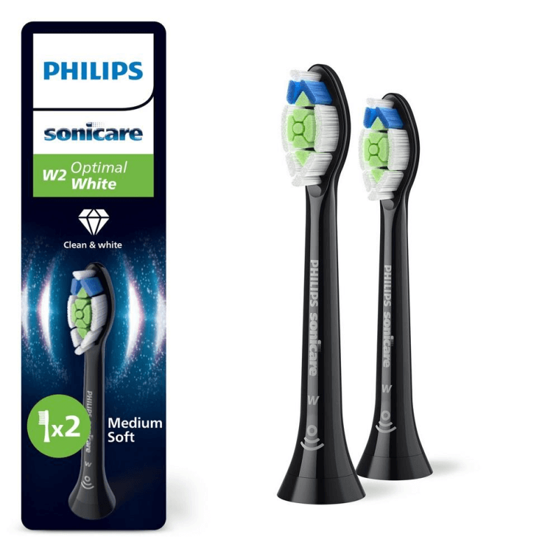 Philips Sonicare Optimal White Brush Heads W2 HX6062/88 – 2-Pack (Black)