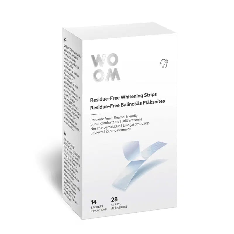 WOOM Bright Smile Strips 14-Day Cosmetic Care System – Peroxide-Free Teeth Brightening.