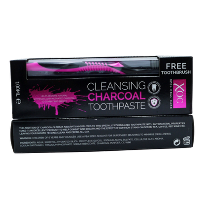 XOC Charcoal Toothpaste 100ml &  Free Toothbrush