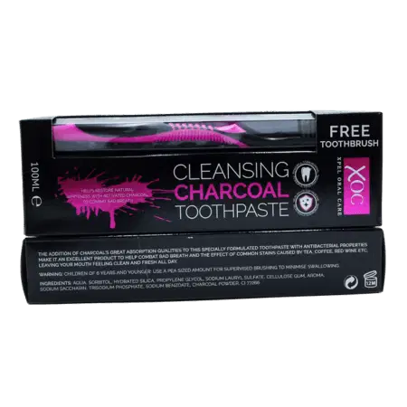 XOC Charcoal Toothpaste 100ml &  Free Toothbrush