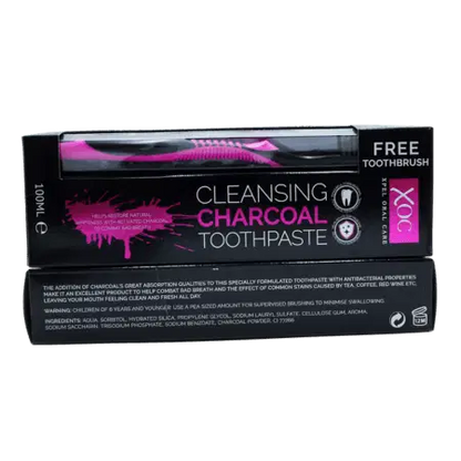 XOC Charcoal Toothpaste 100ml &  Free Toothbrush